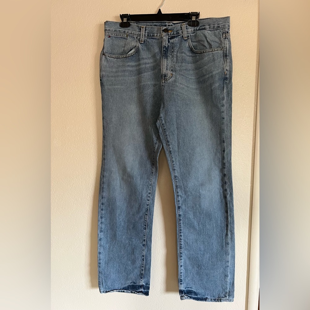Men's Tommy Hilfiger Premium Zip Fly Denim Jeans 36x34 Blue Straight Legs
